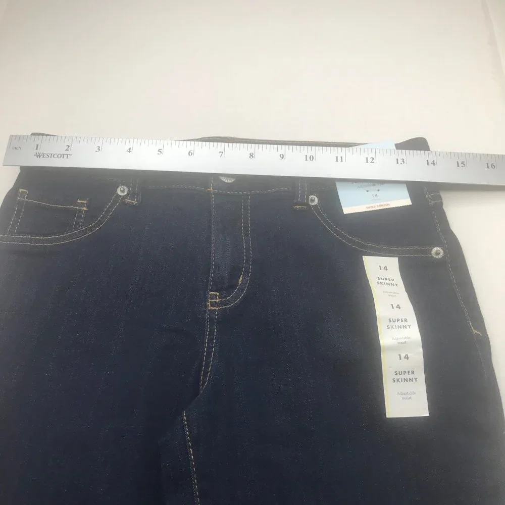 Cat & Jack Girl's Size 14 Adjustable Waist Super Skinny Jean Blue Denim New
